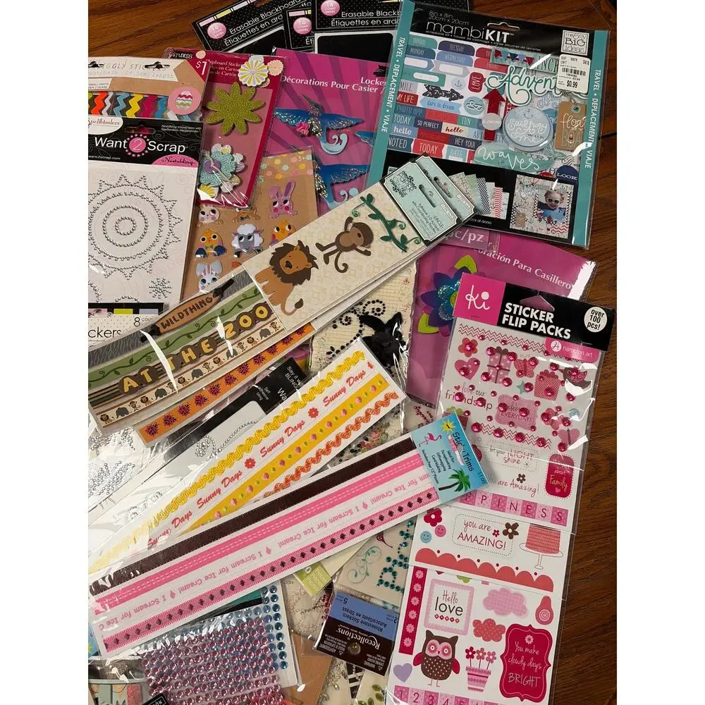 Scrapbooking Stickers Huge Lot Rhinestones Puffy Dimensional 100 Packs